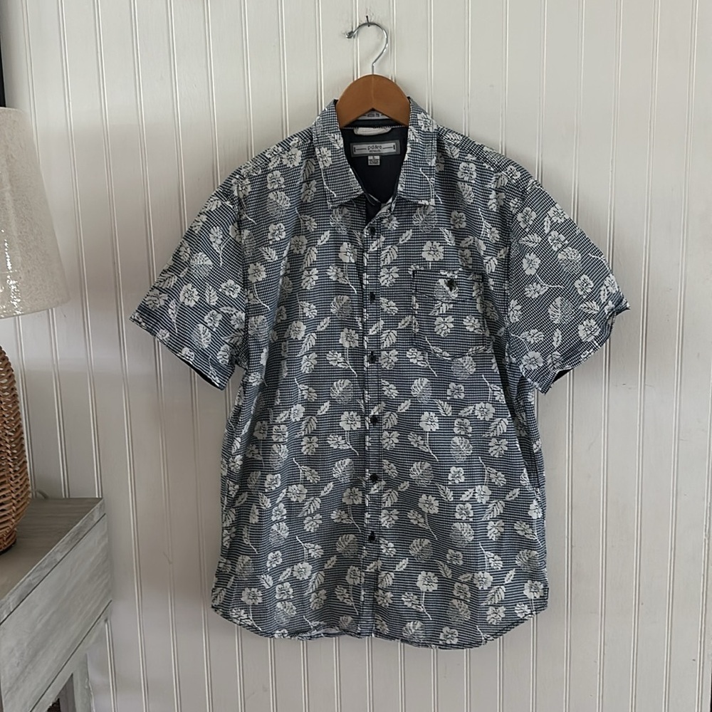 PD&C Blue and Bone White Tropical Print Short Sleeves Shirt sz Large - Picture 3 of 10